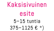 Kaksisivuinen esite 5–15 tuntia 375–1125 € *)