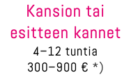 Kansion tai esitteen kannet 4–12 tuntia 300–900 € *)
